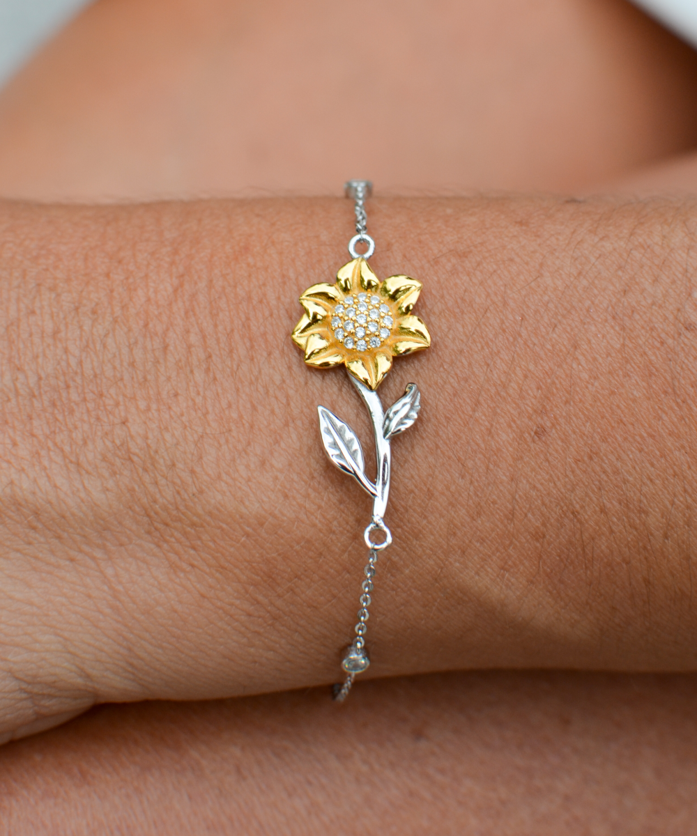 To My Bonus Mom Gifts, Anyone Can Be A Mother, Sunflower Bracelet For Women, Wedding Day Thank You Ideas From Bonus Daughter