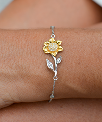 Load image into Gallery viewer, Daughter in law Gifts From Mother in law, 925 Sterling Silver Bracelet with 14k Gold Sunflower Charm and Message Card, Future Daughter in Law Birthday Wedding Gifts

